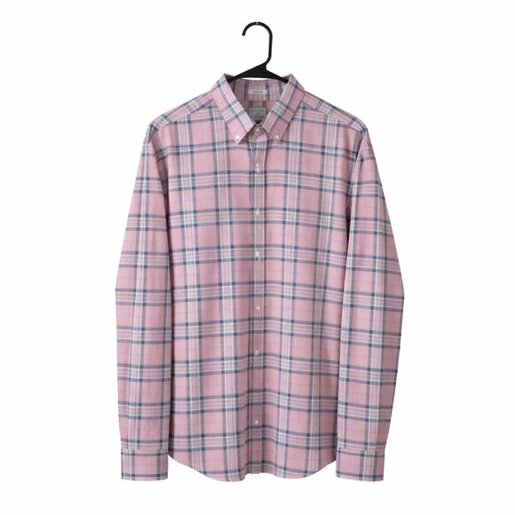 J.Crew Classic Plaid Button Down Shirt Mens XL Pink Gray 100% Cotton Long Sleev - Picture 2 of 5